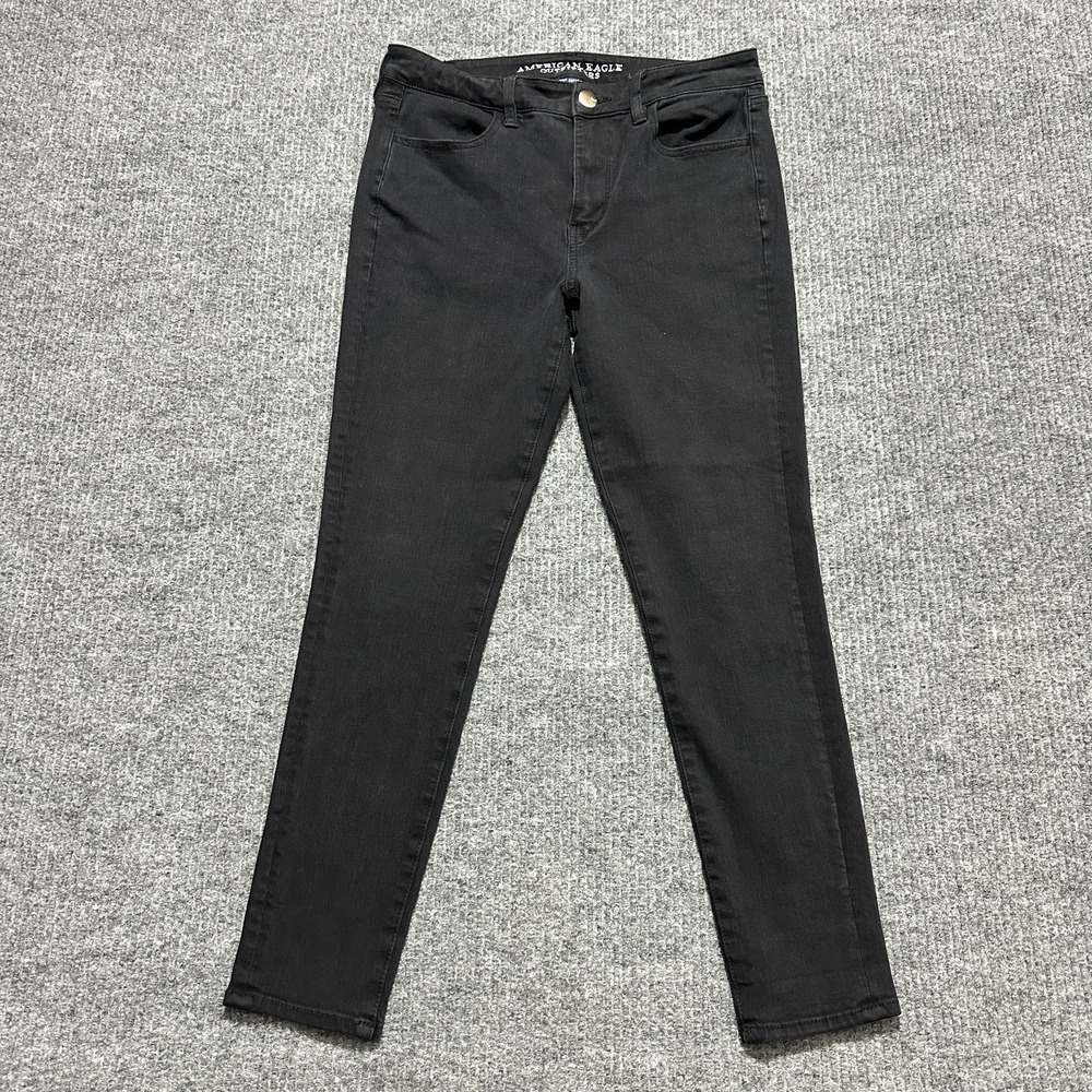 American Eagle Hi-Rise Jegging Womens 10 Short Black Denim 360 Super Stretch